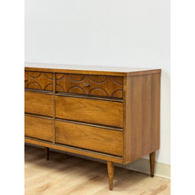 Load image into Gallery viewer, Vintage MCM Bassett Style Nine Drawer Dresser with Wood Inlays Collectable Retro