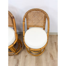 Load image into Gallery viewer, Vintage Coastal Hollywood Regency Caned Rattan Swivel Barstools Counter Height