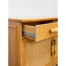 Load image into Gallery viewer, Vintage Coastal Wicker Rattan Blonde Buffet Natural Wood Two Drawer Cabinet