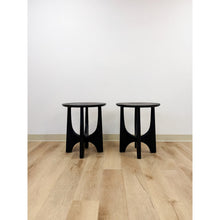 Load image into Gallery viewer, West Elm Solid Wood Black Round End Table Pair Modern Accent Tables
