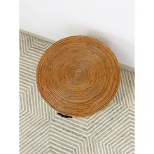 Load image into Gallery viewer, Pencil Reed Ribbed Round Rolling Side Table Drawer Gabriella Crespi Style