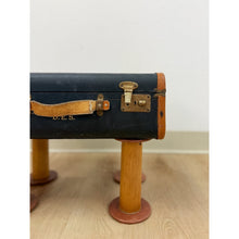 Load image into Gallery viewer, Vintage Leather Walking Suitcase Side Table with Legs Eclectic Accent, Rare