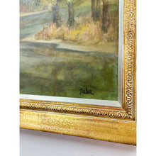 Load image into Gallery viewer, Vintage Oil Painting Landscape Father Son Fishing River Impressionist On Canvas