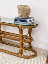 Load image into Gallery viewer, Vintage Curved Pencil Reed Console Table