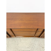 Load image into Gallery viewer, Rare United Furniture MCM Long Dresser Intricate Wood Pulls Vintage Lowboy