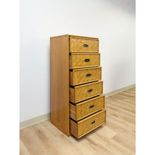 Load image into Gallery viewer, Dixie Parquet Inlay Tall Chest of Drawers Brass Detail Coastal Hollywood Regency