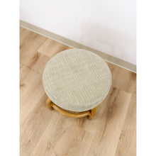 Load image into Gallery viewer, Vintage MCM Ottoman Beige Cushion Honey Rattan Coastal Stool Hollywood Regency