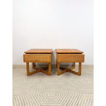 Load image into Gallery viewer, Very Rare Lane Perception MCM Oak Nightstands Cane Drawers Vintage Mid Century