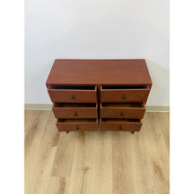 Load image into Gallery viewer, MCM Style Six Drawer Chest Brown Wood Petite Storage for Entryway or Sofa