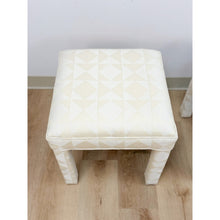 Load image into Gallery viewer, Milo Baughman Style White Parsons Upholstered Stool Pair Vintage MCM Cube