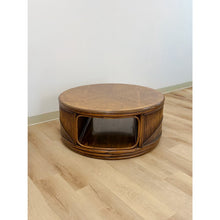 Load image into Gallery viewer, Pencil Reed Rattan Burlwood Inlay Round Coffee Table Gabriella Crespi Style Rare