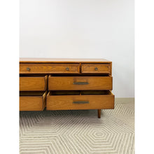 Load image into Gallery viewer, Heritage MCM Lowboy 7-Drawer Dresser Unique Brass Pulls Vintage Long Dresser