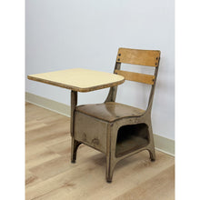 Load image into Gallery viewer, Antique Industrial Kids School Desk Adjustable Vintage Cast Iron Wood