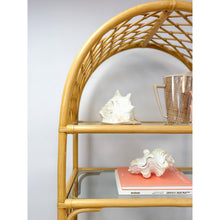 Load image into Gallery viewer, Vintage Arched Rattan Wicker Bamboo Shelf Hollywood Regency Coastal 5 shelves