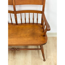 Load image into Gallery viewer, Vintage Maple Spindle Two-Seat Bench Double Crest Turned Legs Farmhouse