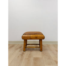 Load image into Gallery viewer, Vintage Bamboo Stool Woven Seat Coastal Boho Accent Low Footrest Ottoman