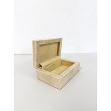 Load image into Gallery viewer, Vintage Tessellated Beige Stone Inlay Box, Petite Stoneware Vessel