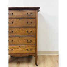 Load image into Gallery viewer, Antique Oak Dresser Five Drawer Tallboy Chest of Drawers Bedroom Furniture