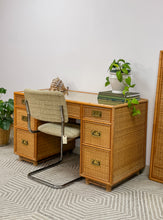 Load image into Gallery viewer, Vintage Bamboo and Wicker Desk