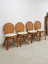 Load image into Gallery viewer, Set of 4 Rattan and Cane Dining Chairs