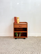Load image into Gallery viewer, Danish Teak Rolling Side Table