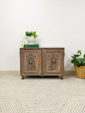 Load image into Gallery viewer, Antique Door Rolling Storage Cabinet