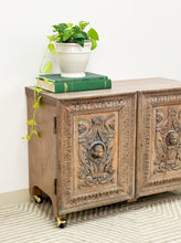 Load image into Gallery viewer, Antique Door Rolling Storage Cabinet