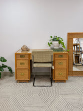 Load image into Gallery viewer, Vintage Bamboo and Wicker Desk