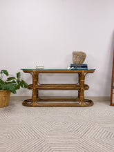 Load image into Gallery viewer, Vintage Curved Pencil Reed Console Table