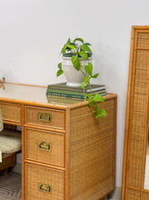 Load image into Gallery viewer, Vintage Bamboo and Wicker Desk
