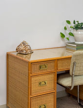Load image into Gallery viewer, Vintage Bamboo and Wicker Desk
