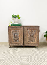 Load image into Gallery viewer, Antique Door Rolling Storage Cabinet