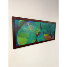 Load image into Gallery viewer, Framed Original Abstract Acrylic Painting Teal Green Still Life Art, Wood frame