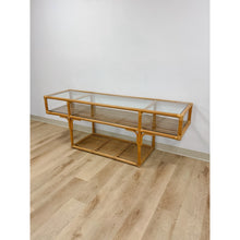 Load image into Gallery viewer, Vintage Console Table Rattan Two-Tier Glass Top Coastal Entryway Sofa Table Rare