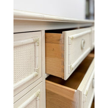 Load image into Gallery viewer, Vintage Thomasville Paoletti Faux Bamboo 9 Drawer Dresser White Hollywood Regency