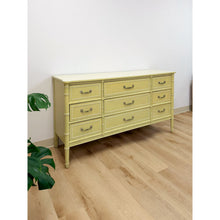 Load image into Gallery viewer, Coastal Henry Link Bali Hai Green Faux Bamboo 9 Drawer Dresser Hollywood Regency