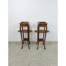 Load image into Gallery viewer, French Provincial Planter Box Stand Side Table Copper Tray Vintage Pair