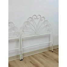Load image into Gallery viewer, Pair of White Wrought Iron Twin Headboards French Country Farmhouse Whimsical