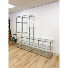 Load image into Gallery viewer, Rare Milo Baughman Style Chrome Glass Etagere Display Shelf Vintage MCM Shelving