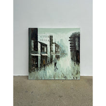 Load image into Gallery viewer, Rainy Cityscape Oil Painting Brutalist Impasto Figurative Street Scene