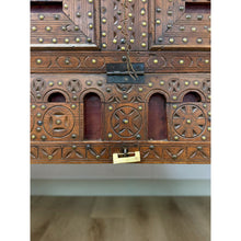 Load image into Gallery viewer, Antique Indian Dowry Chest 19th Century Brass Studs Iron Medieval Style Console