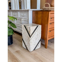 Load image into Gallery viewer, Black White Tessellated Stone Side Table Geometric Pedestal Vintage