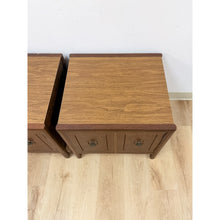 Load image into Gallery viewer, Pair of Vintage MCM Transitional Mersman Clover Walnut End Tables w/ Cabinet