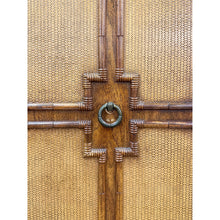 Load image into Gallery viewer, Vintage Thomasville Pauletti Faux Bamboo Woven Armoire, Collectible Storage
