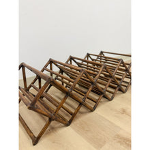 Load image into Gallery viewer, Dark Bamboo Twelve Bottle Wine Rack Vintage Coastal Boho Bar Accent