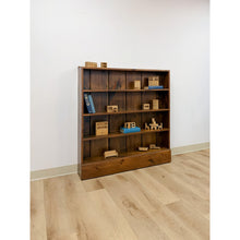 Load image into Gallery viewer, Vintage MCM Solid Walnut Four Shelf Bookcase Shallow Display MidCentury Shelving