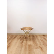 Load image into Gallery viewer, Vintage Wicker and Chrome Woven Folding Side Table Coastal Boho Accent Table