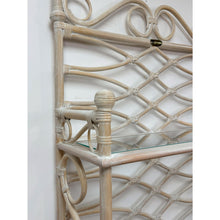 Load image into Gallery viewer, Vintage Etagere Henry Link Rattan Whitewash Three-Tier Glass Shelves Coastal