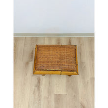 Load image into Gallery viewer, Vintage Bamboo Stool Woven Seat Coastal Boho Accent Low Footrest Ottoman