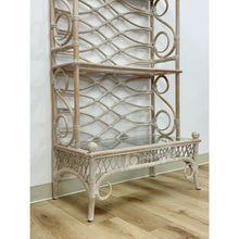 Load image into Gallery viewer, Vintage Etagere Henry Link Rattan Whitewash Three-Tier Glass Shelves Coastal